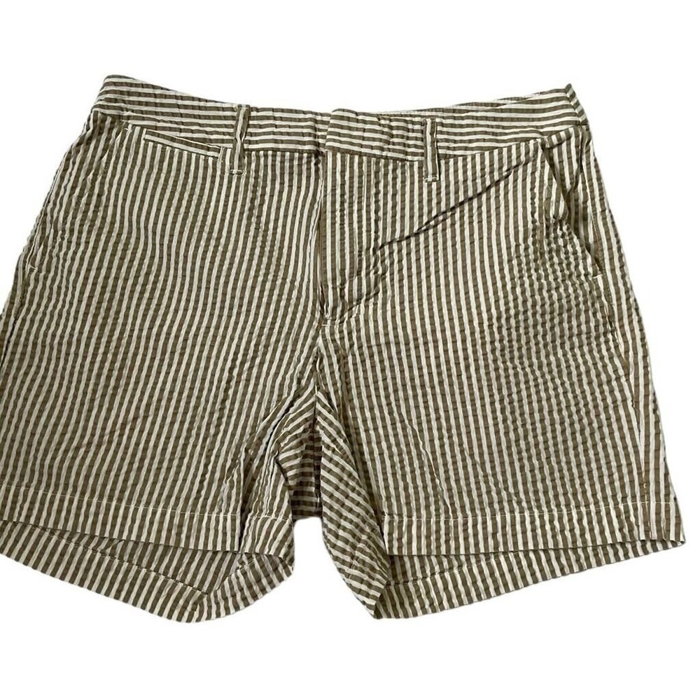 A New Day Womens Seersucker Striped Shorts Tan White Size 4 Cotton | 0250